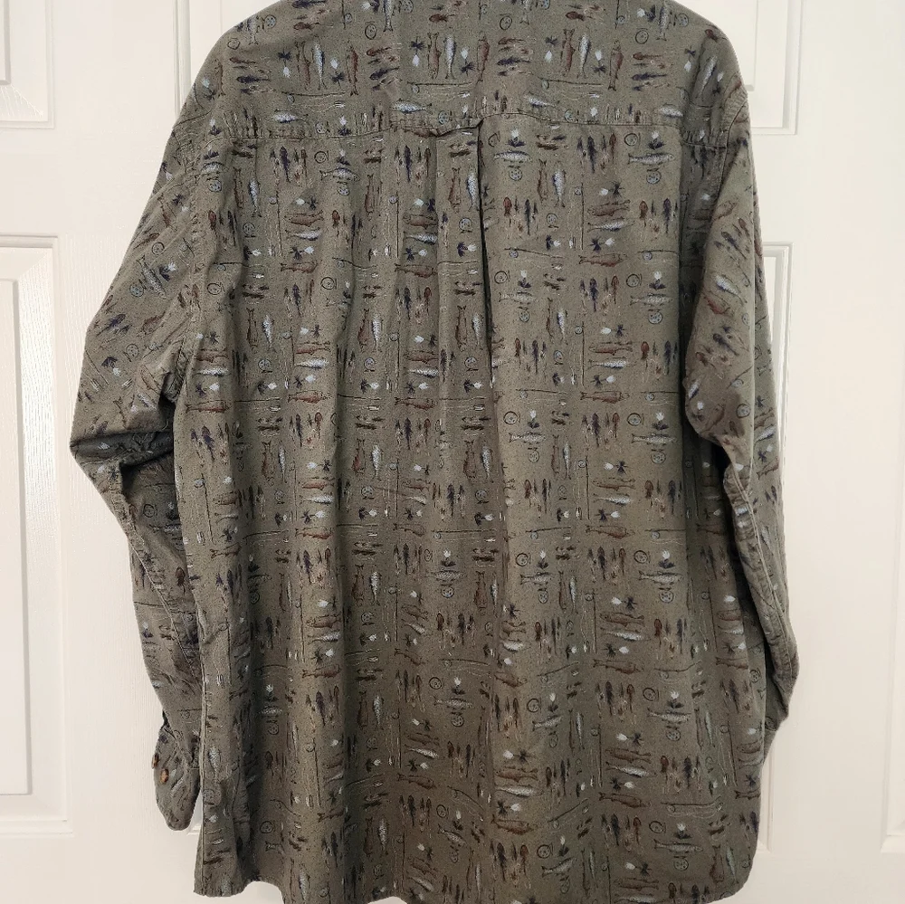 Woolrich Olive Fly Fishing Collar Longsleeve Button Down Men's Shirt Size XXL - Picture 2 of 7
